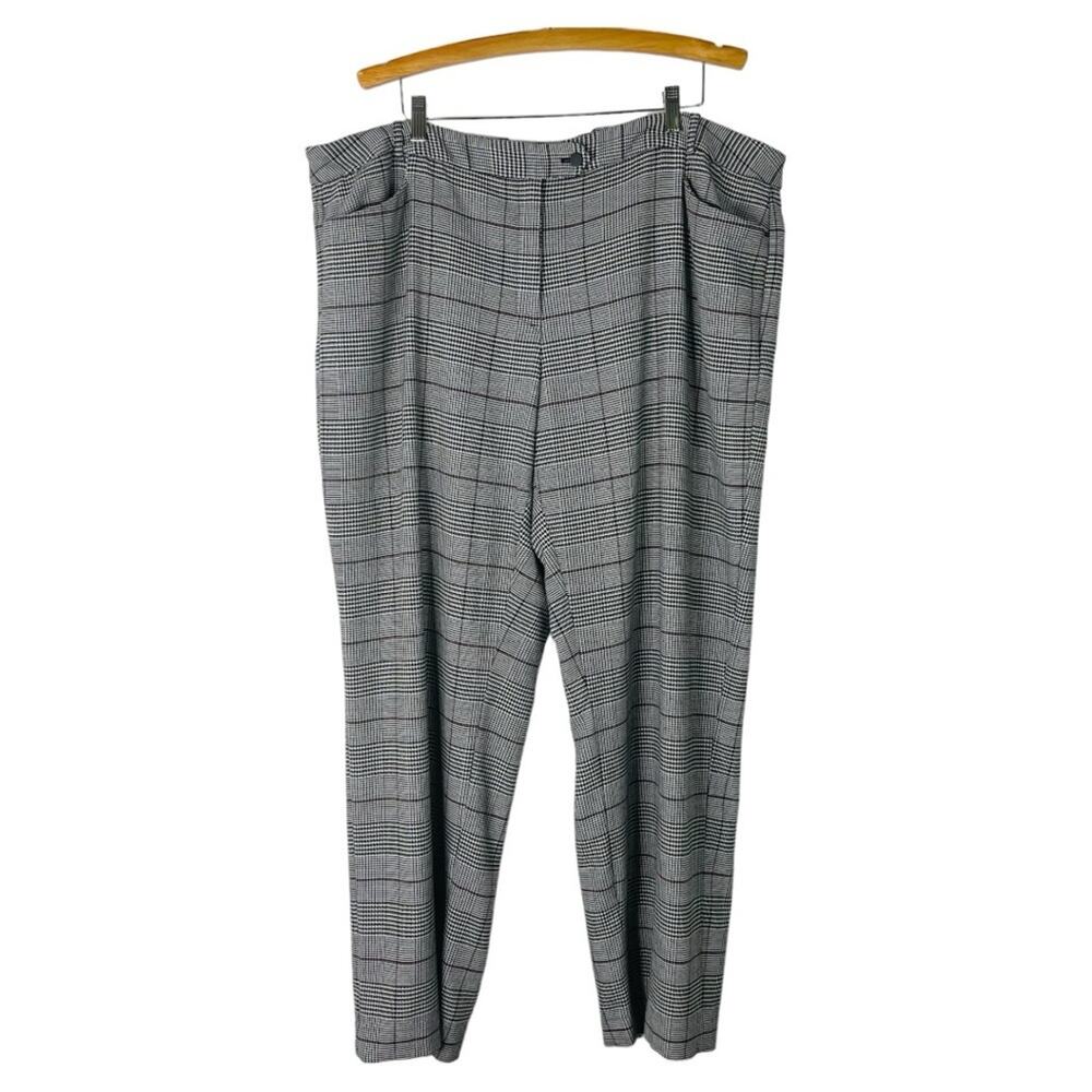 Calvin Klein black white plaid preppy academia office wide leg pants 20W